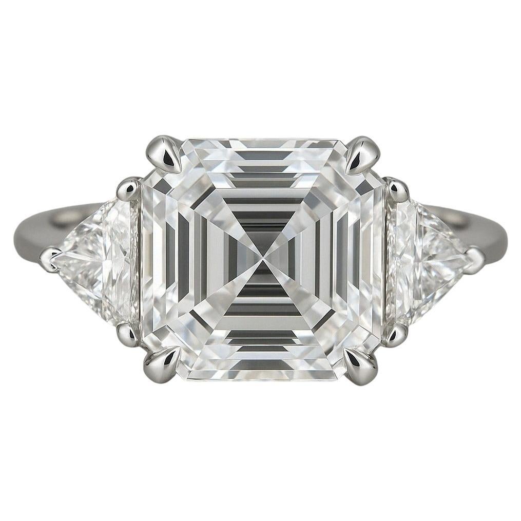 GIA Certified 4 Carat Asscher Cut Diamond VS1 Clarity Ring in Platinum