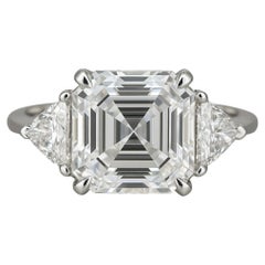GIA Certified 4 Carat Asscher Cut Diamond VS1 Clarity Ring in Platinum