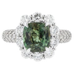 GIA Certified 4 carat Color Change Alexandrite & Diamond Cocktail Ring