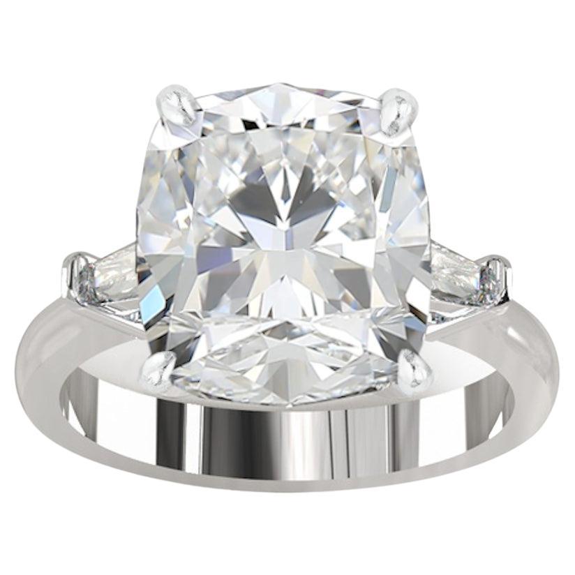 GIA Certified 3 Carat Cushion Modified Brilliant Diamond Platinum Ring