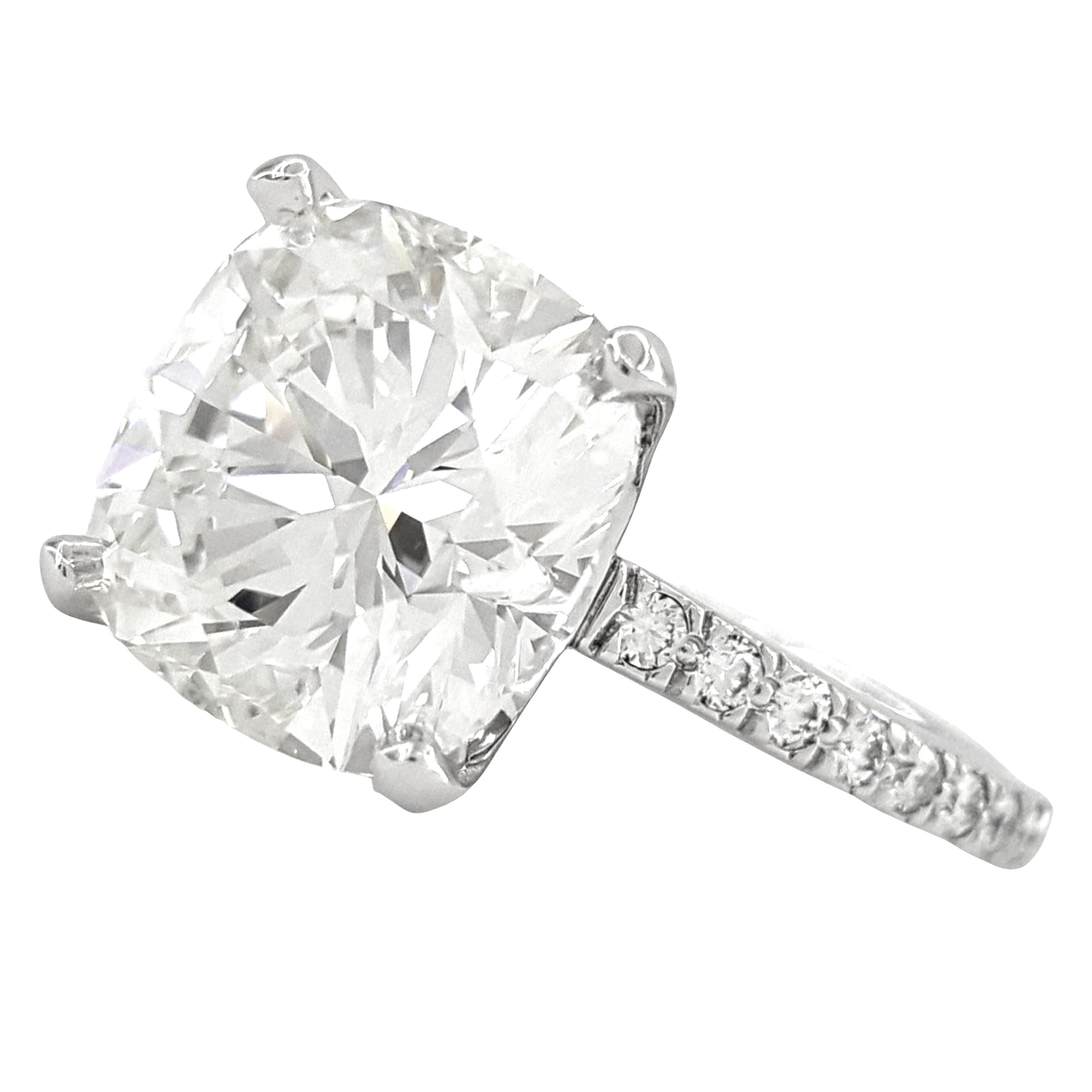 Cushion Cut GIA Certified 3 Carat Cushion Shape Diamond D FLAWLESS Ring For Sale