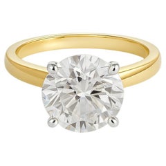 Bague en or jaune certifiée GIA, diamant rond brillant de 4 carats D couleur