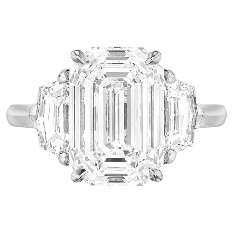 GIA Certified 4 Carat D Color VS1 Clarity Emerald Cut Diamond Platinum Ring