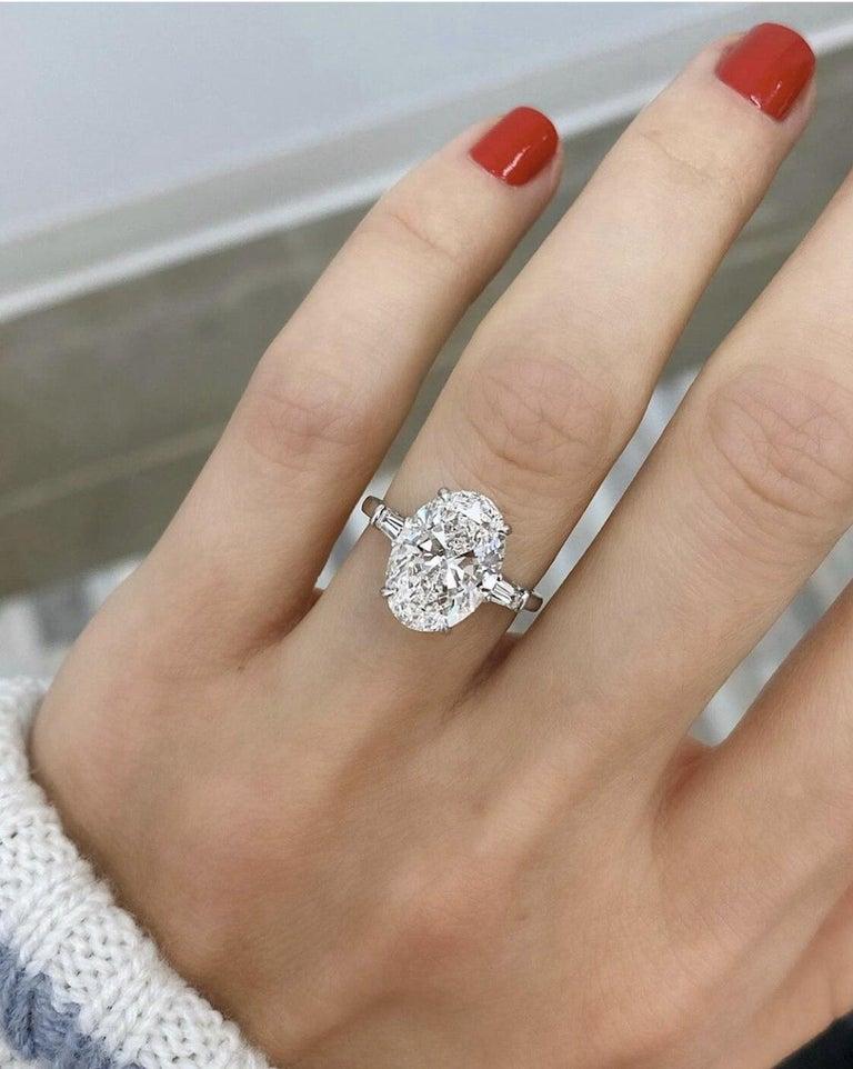 GIA zertifiziert 3::80 Karat Oval Diamant Solitär Verlobungsring (Ovalschliff)