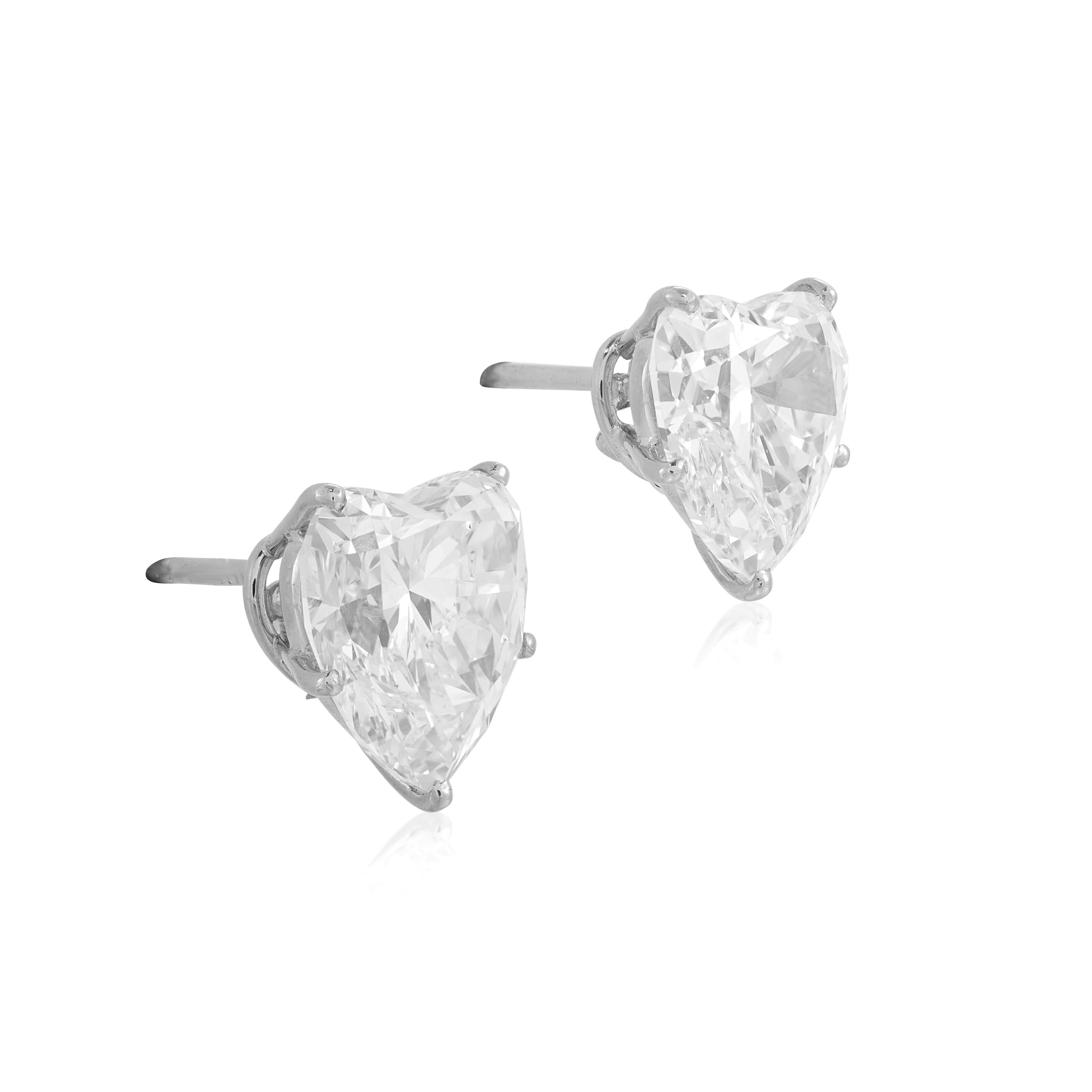 Heart Cut GIA Certified 4 Carat D/F Color VS2 Clarity Heart Shape Diamond Studs For Sale