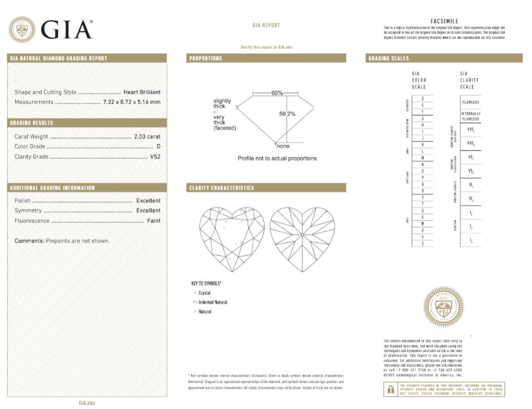 Women's GIA Certified 4 Carat D/F Color VS2 Clarity Heart Shape Diamond Studs For Sale