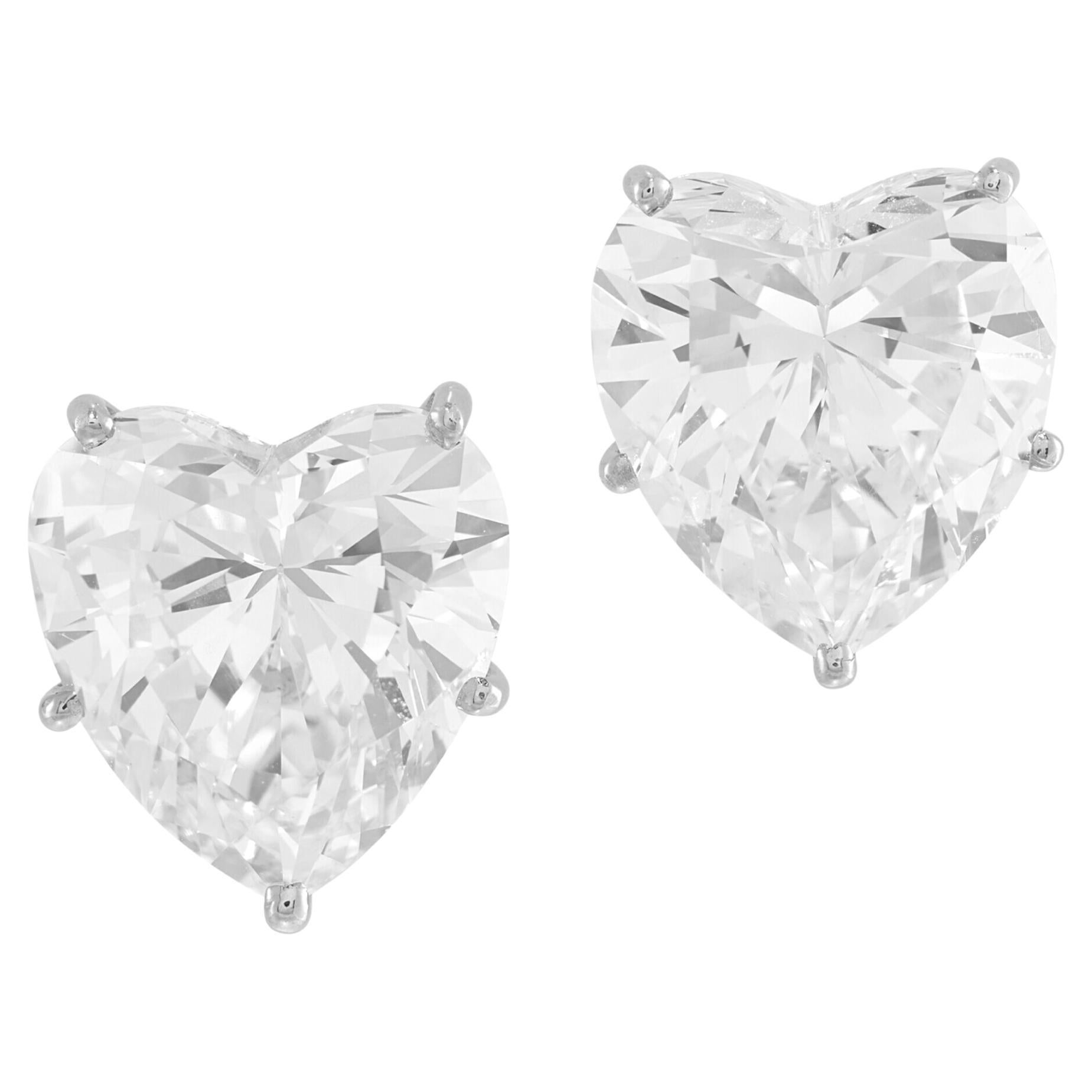 GIA Certified 4 Carat D/F Color VS2 Clarity Heart Shape Diamond Studs For Sale