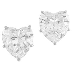 GIA Certified 4 Carat D/F Color VS2 Clarity Heart Shape Diamond Studs