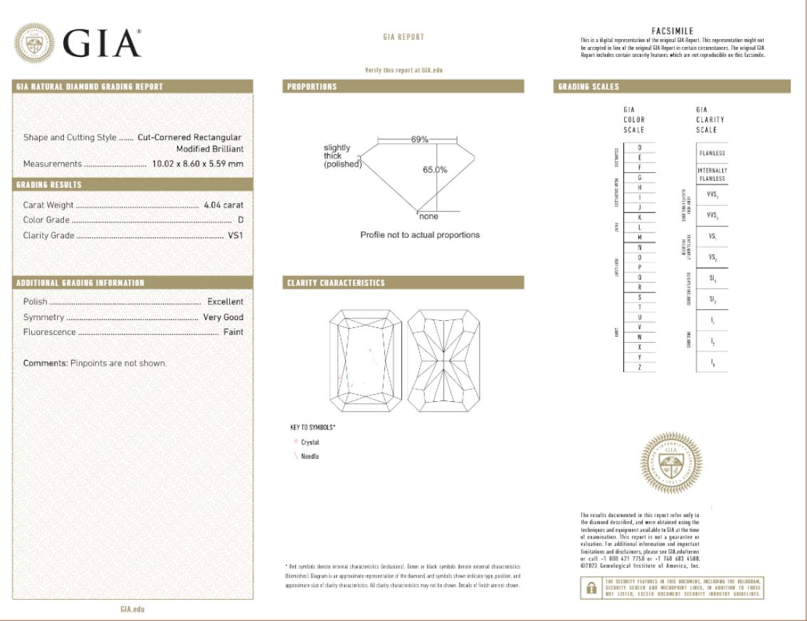 GIA Certified 4 Carat E VS2 Radiant Cut Diamond Three-Stone Platinum Engageme Neuf - En vente à Chicago, IL