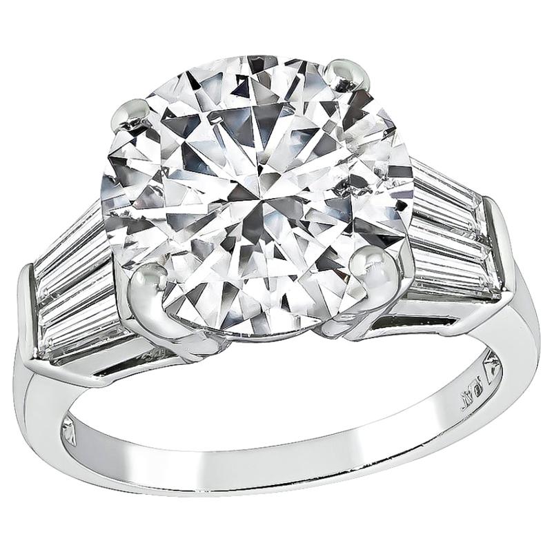 GIA Certified 4 Carat Diamond Platinum Engagement Ring