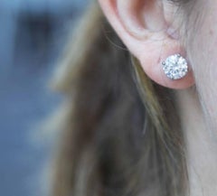 GIA Certified 4.07 Carat Round Cut Diamond Studs Earrings in 18K White Gold