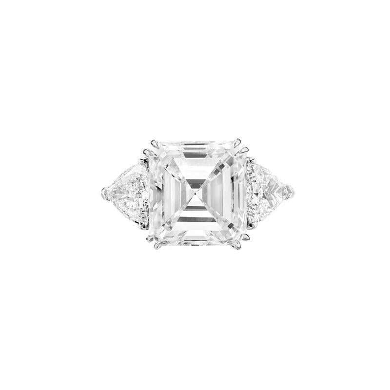 Emerald Cut GIA Certified 4 Carat Diamond Three Stone Ring For Sale