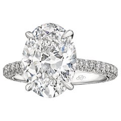 Bague de fiançailles Alexandria avec diamant ovale de 4 carats certifié GIA E VS2