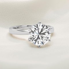 GIA-zertifizierter 4 Karat E VVS2 Rundschliff Diamant Solitär 18k Weißgold Ring