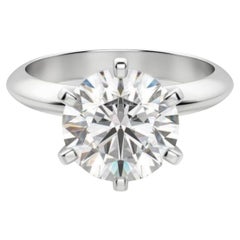 GIA Certificado 4 Quilates E VVS2 Diamante Corte Redondo Solitario Anillo de Oro Blanco de 18k