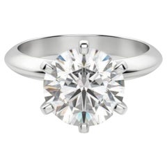 GIA Certified 4 Carat E VVS2 Round Cut Diamond Solitaire 18k White Gold Ring