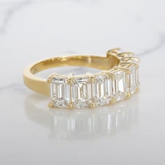 GIA Certified 4 Carat Emerald Cut Band Ring Set in 18 Carats Yellow Gold