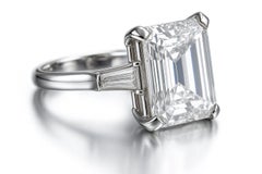 GIA Certified 4 Carat Emerald Cut Diamond Engagement Platinum Ring