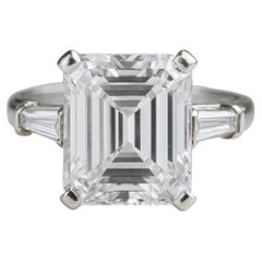Bague de fiançailles en platine avec diamant taille émeraude de 4.29 carats certifié par le GIA
