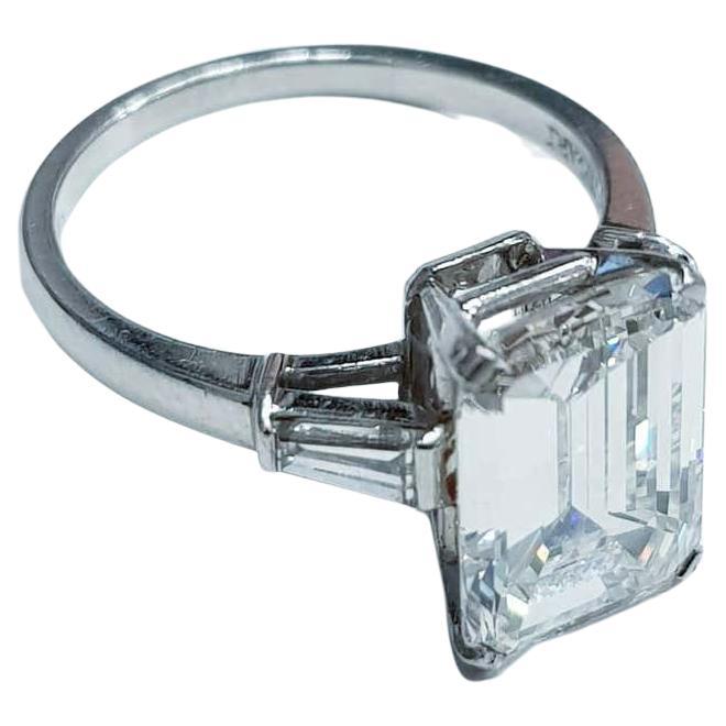 GIA Certified 4 Carat Emerald Cut Diamond Ideal Proportions For Sale at