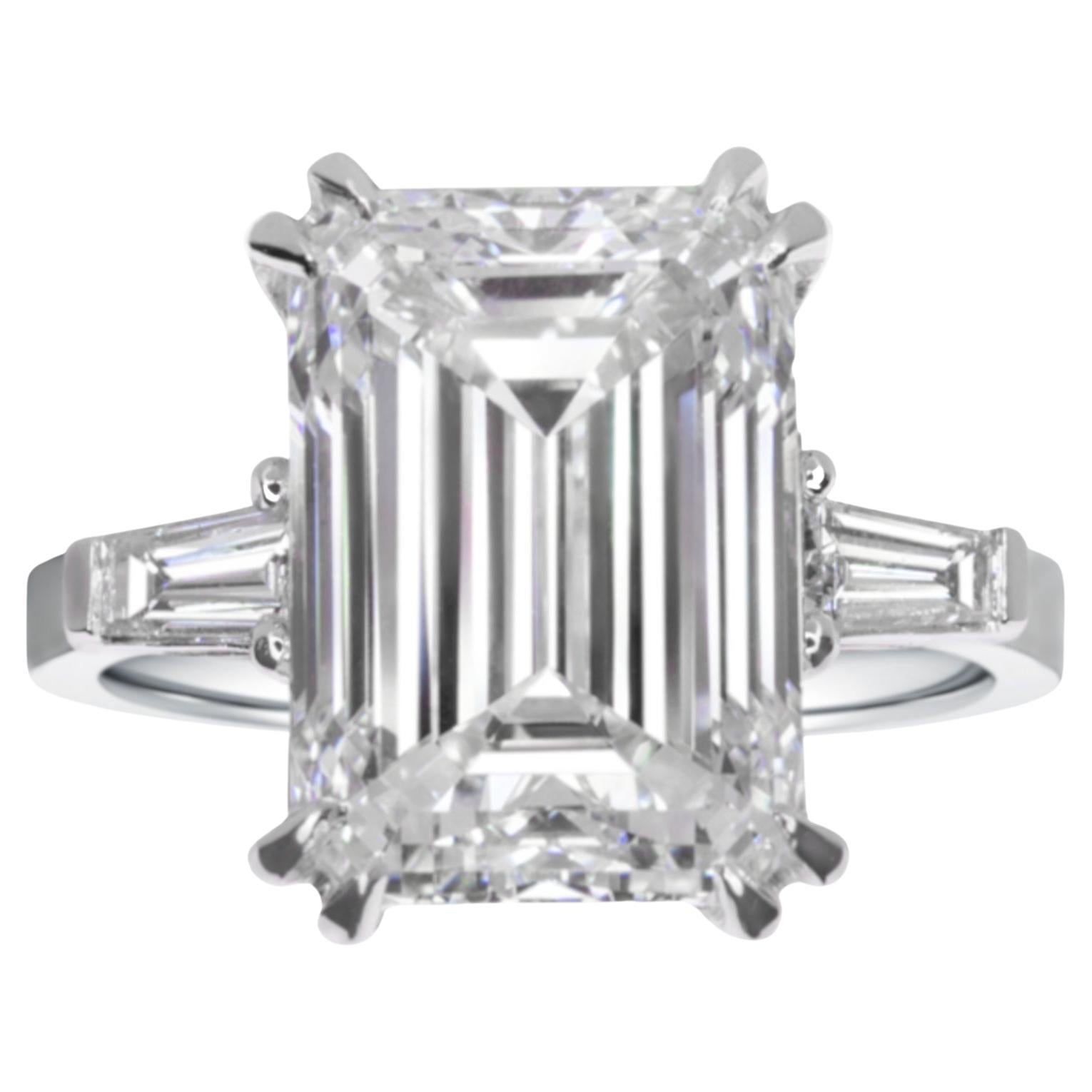 GIA Certified 4 Carat Emerald Cut Diamond Ideal Proportions For Sale