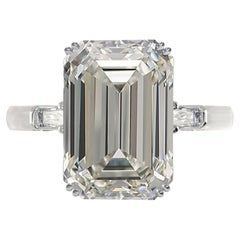GIA Certified 4 Carat Emerald Cut Diamond Platinum Ring