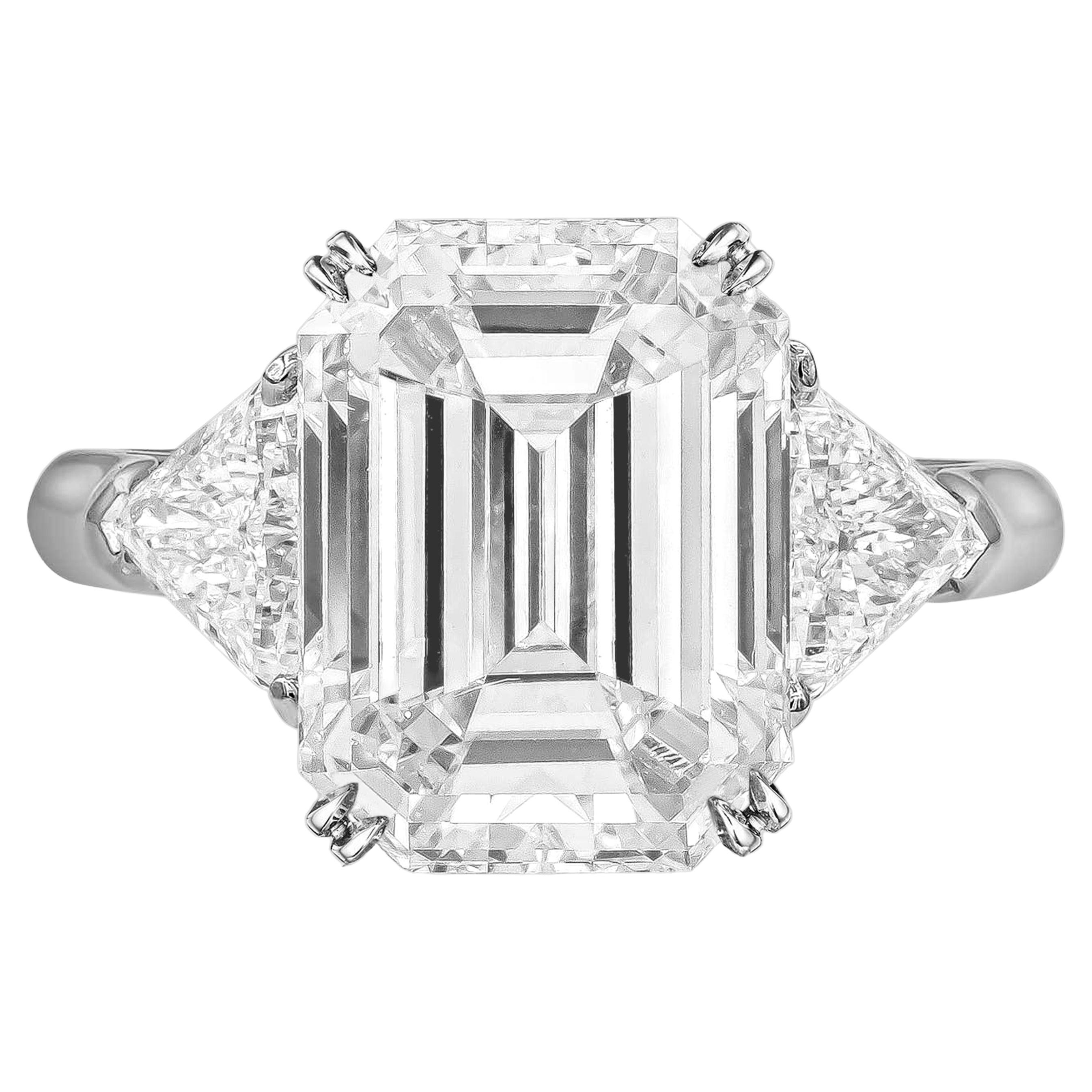 GIA Certified 3 Carat Emerald Cut Diamond Platinum Ring For Sale at 1stDibs
