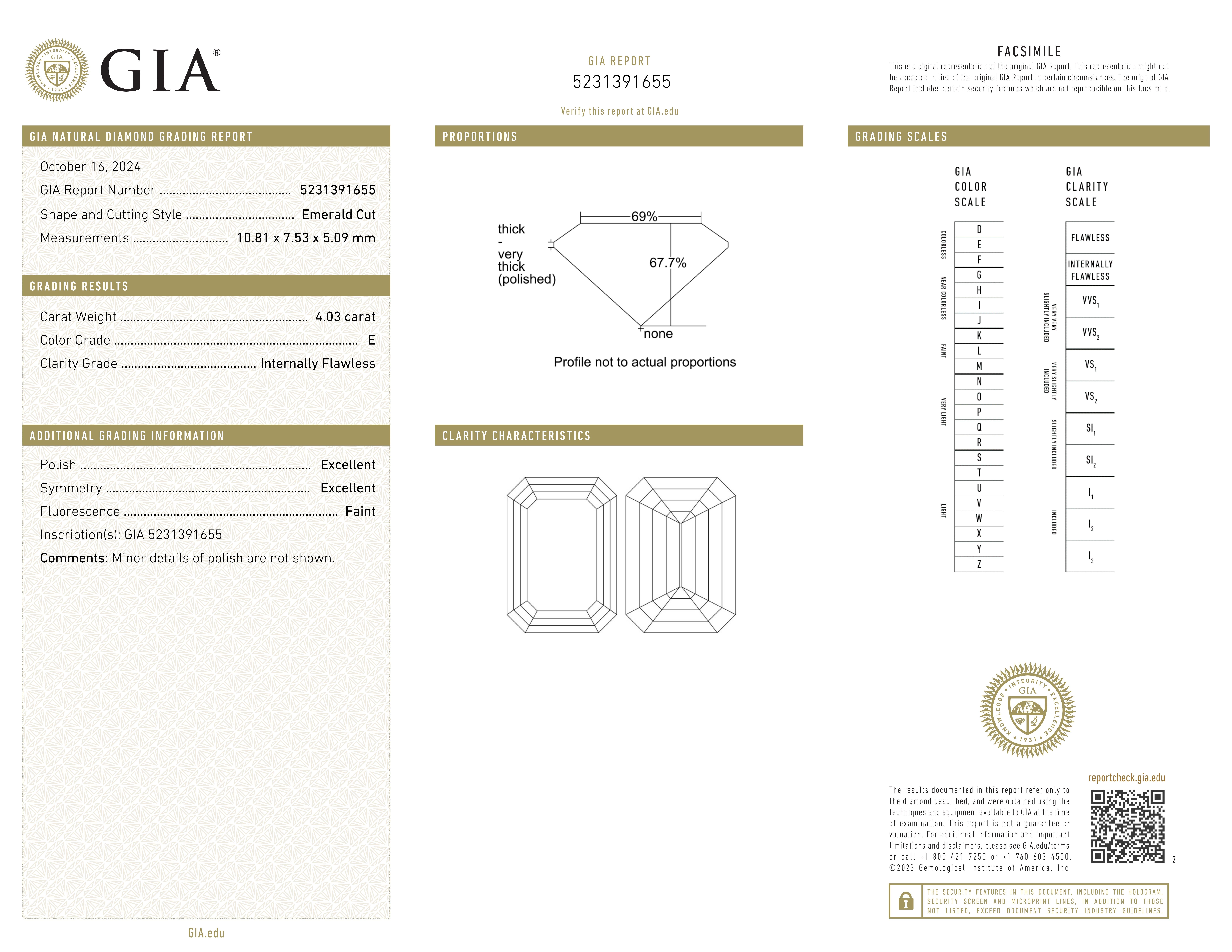 GIA-zertifizierter 4 Karat Diamantring mit Smaragdschliff E COLOR FLAWLESS CLARITY im Zustand „Neu“ im Angebot in Chicago, IL
