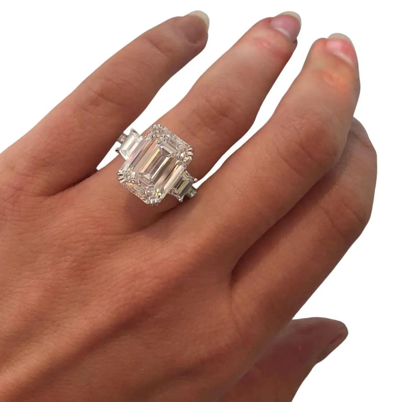 Modern GIA Certified 4 Carat Emerald Cut Diamond Ring EYE CLEAN 100% For Sale