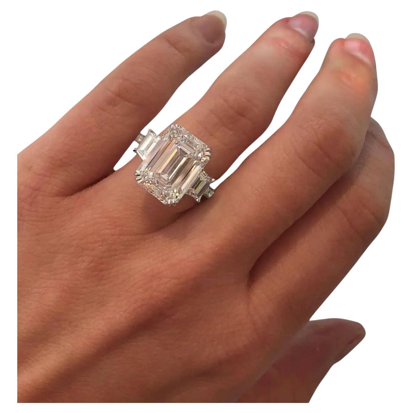 GIA Certified 4 Carat Emerald Cut Diamond Ring EYE CLEAN 100% For Sale