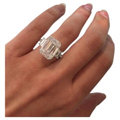 GIA Certified 4 Carat Emerald Cut Diamond Ring EYE CLEAN 100%