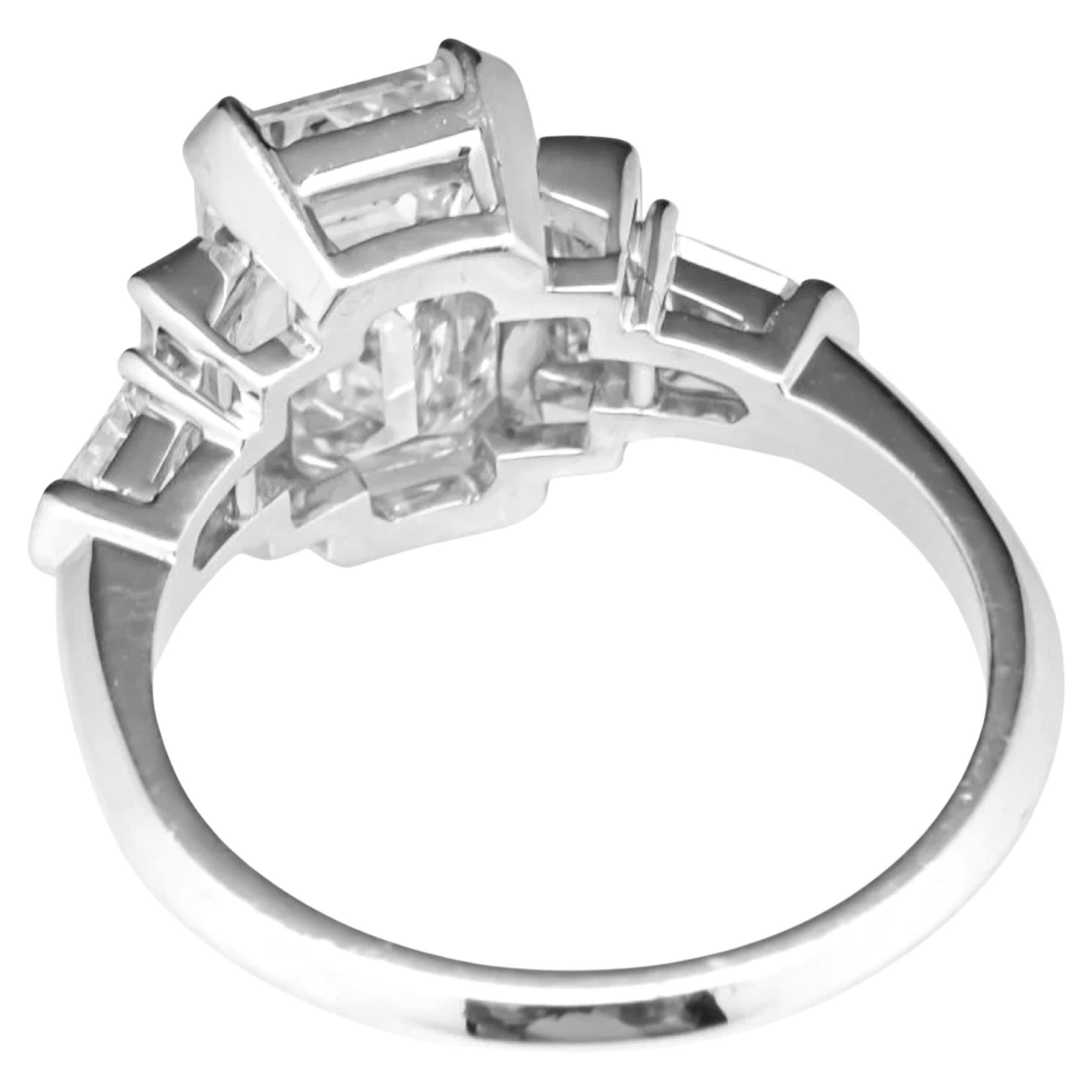 Contemporary GIA Certified 4 Carat Emerald Cut Diamond Ring For Sale