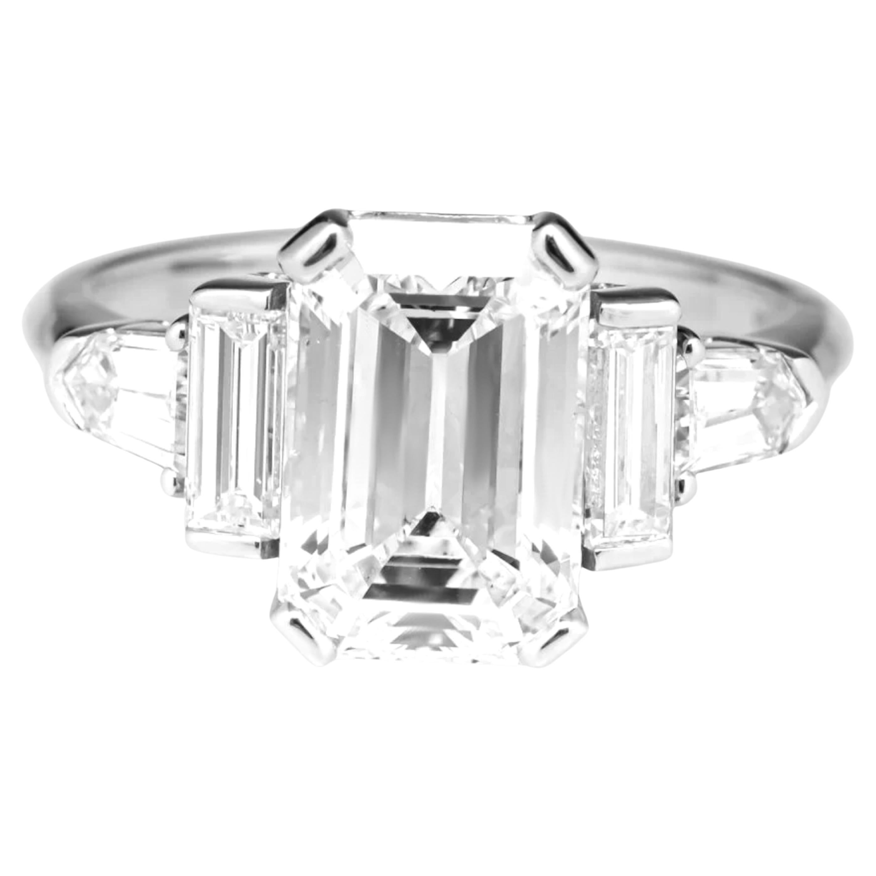 GIA Certified 4 Carat Emerald Cut Diamond Ring For Sale