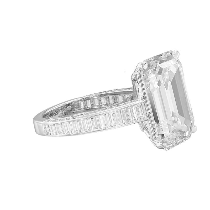 Contemporary GIA Certified 4.05 Carat Emerald Cut Diamond Ring in 18K White Gold For Sale