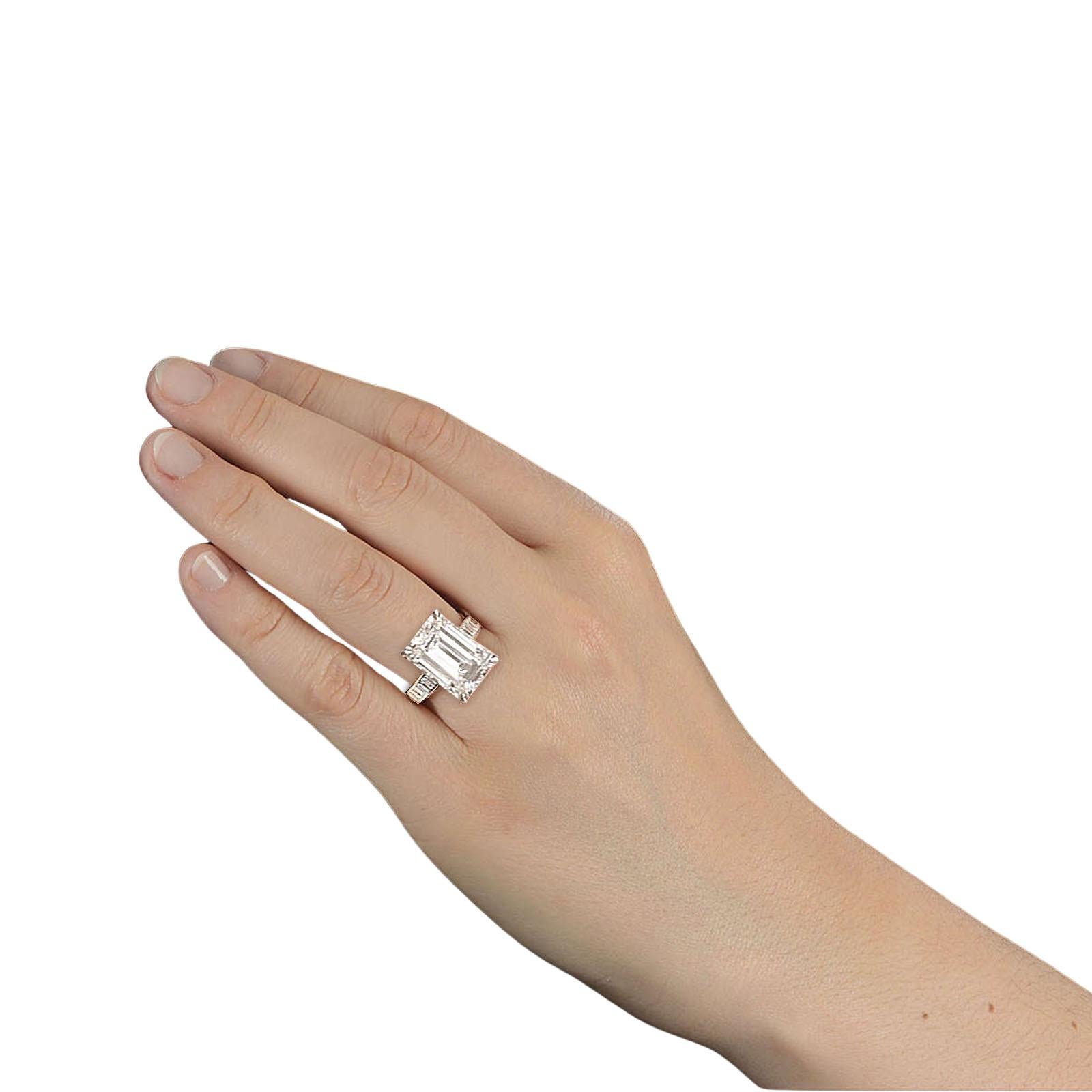 Women's GIA Certified 4.05 Carat Emerald Cut Diamond Ring in 18K White Gold For Sale