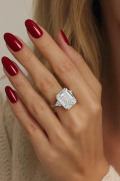 GIA Certified 4 Carat Emerald Cut Diamond Solitaire Ring