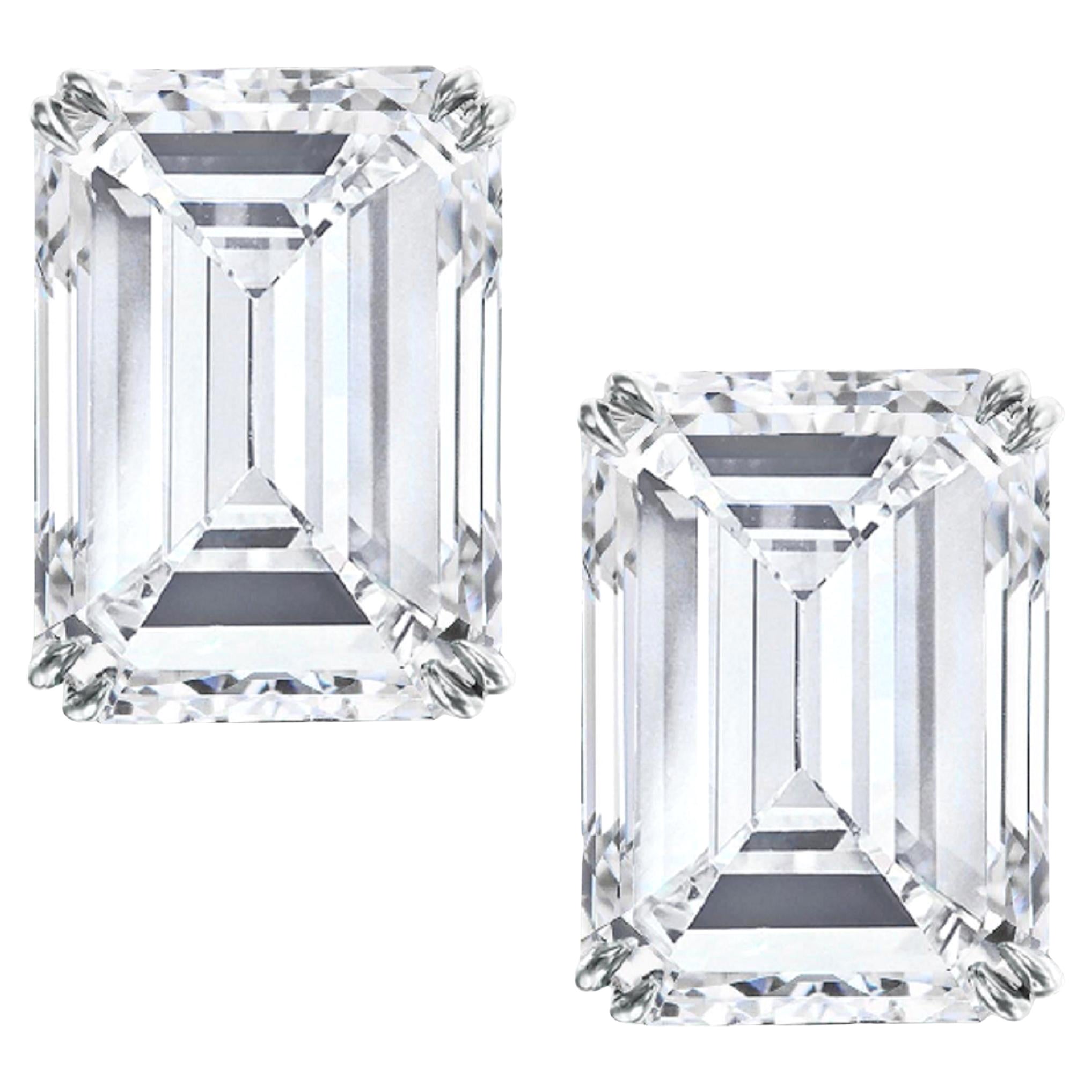 GIA Certified 4 Carat Emerald Cut Diamond D - E Color Studs Earrings in Platinum