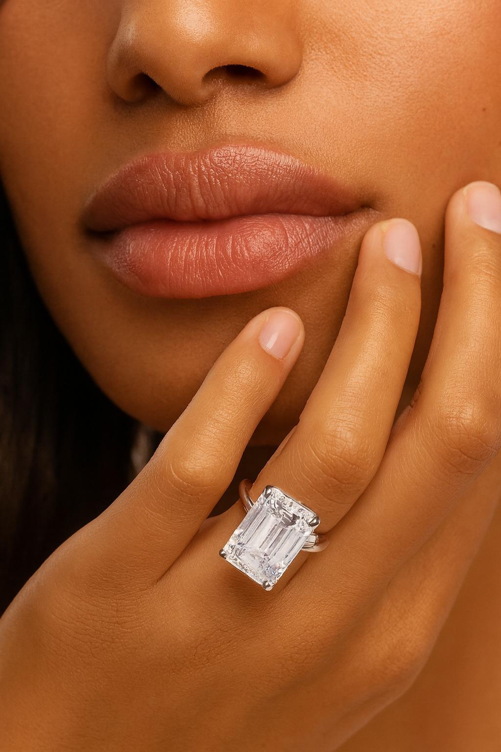 Women's GIA Certified 4 Carat Emerald Cut Diamond VS1 Clarity G COLOR Solitaire Ring For Sale