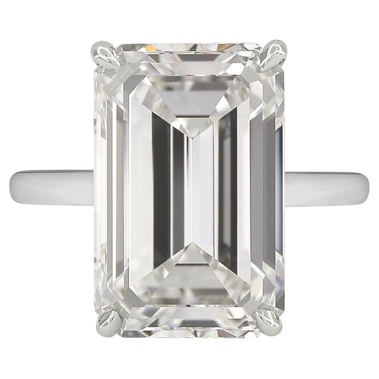 GIA Certified 4 Carat Emerald Cut Diamond VS1 Clarity G COLOR Solitaire Ring For Sale