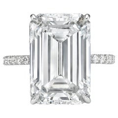 GIA Certified 4.01 Carat Emerald Cut F Color Diamond Ring in Platinum with pavè