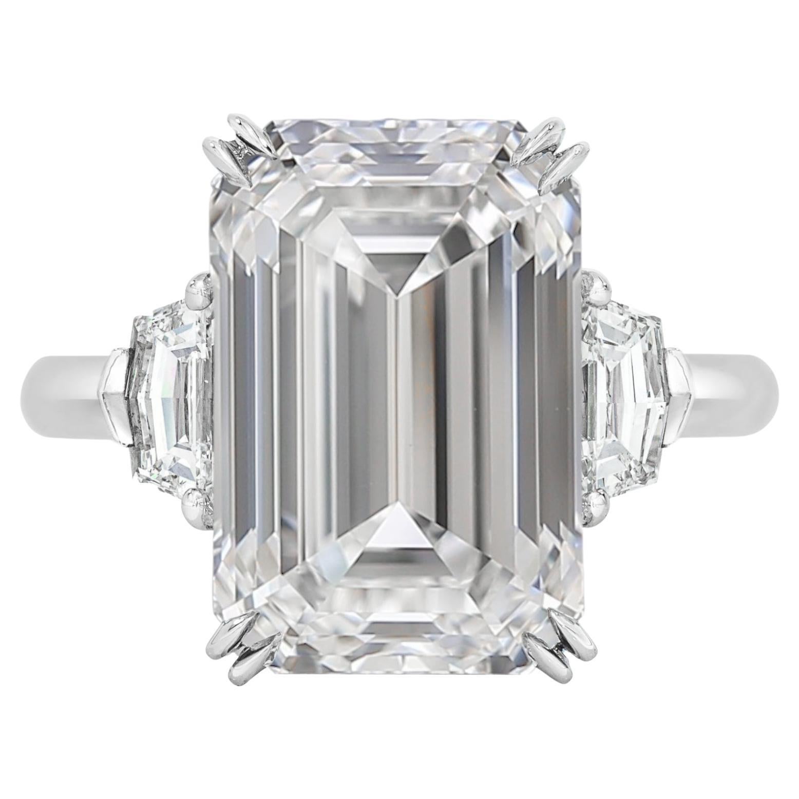GIA Certified 4 Carat Emerald Cut F VS1 Diamond Engagement Gold Ring