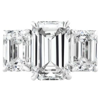 4.01-Carat Emerald Cut Three-Stone Diamond Ring