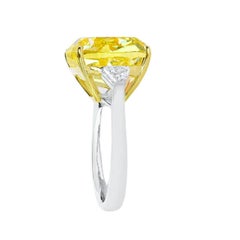 GIA Certified 4 Carat Fancy Light Yellow Cushion Diamond Ring I Flawless