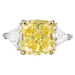 GIA Certified 4 Carat Fancy Yellow Diamond Ring