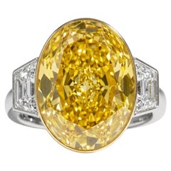 GIA Certified 4 Carat Fancy Yellow Diamond Ring