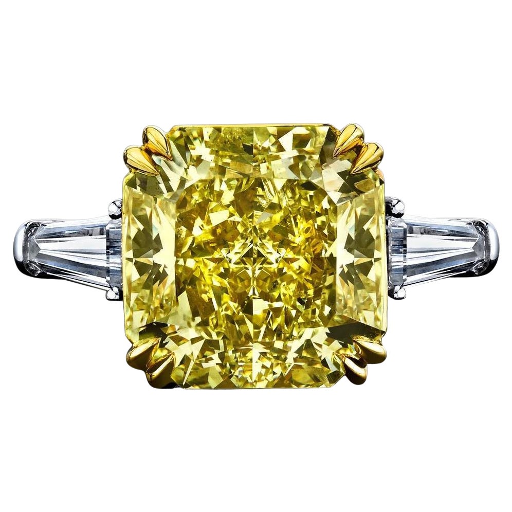GIA Certificado 4 Quilates Anillo Amarillo Fantasía Claridad Impecable VVS1