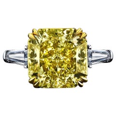 Bague de 4 carats de couleur jaune fantaisie sans défaut VVS1 certifiée par le GIA