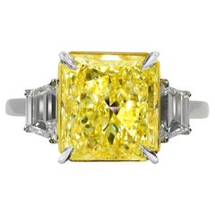 Bague de pureté VVS2 avec diamant jaune radiant de 4,01 carats certifié GIA