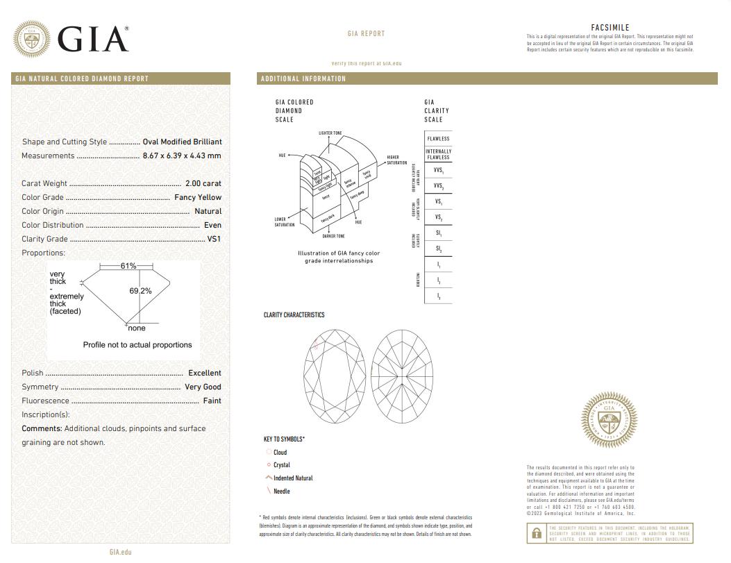 Art Déco GIA Certified 4 Carat Fancy Yellow VS1 Diamond Earrings in 18K Yellow Gold in vendita
