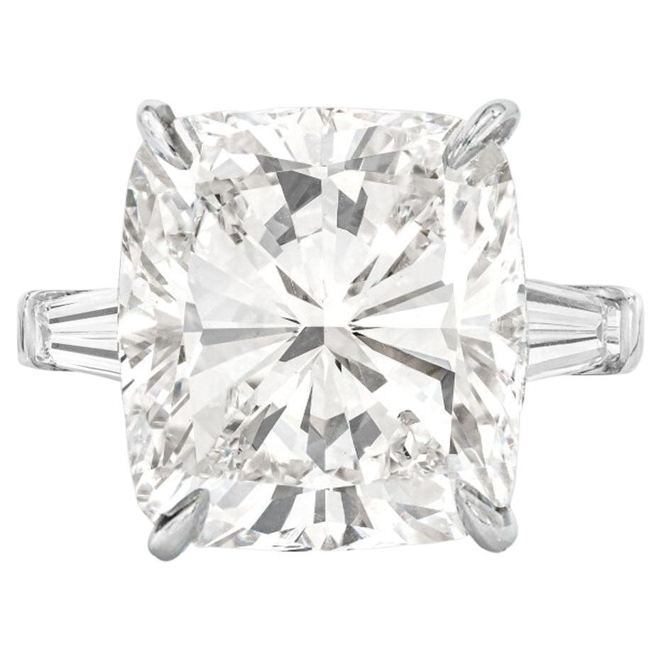 GIA Certified 4 Carat FLAWLESS Clean Cushion Cut Diamond Ring For Sale ...